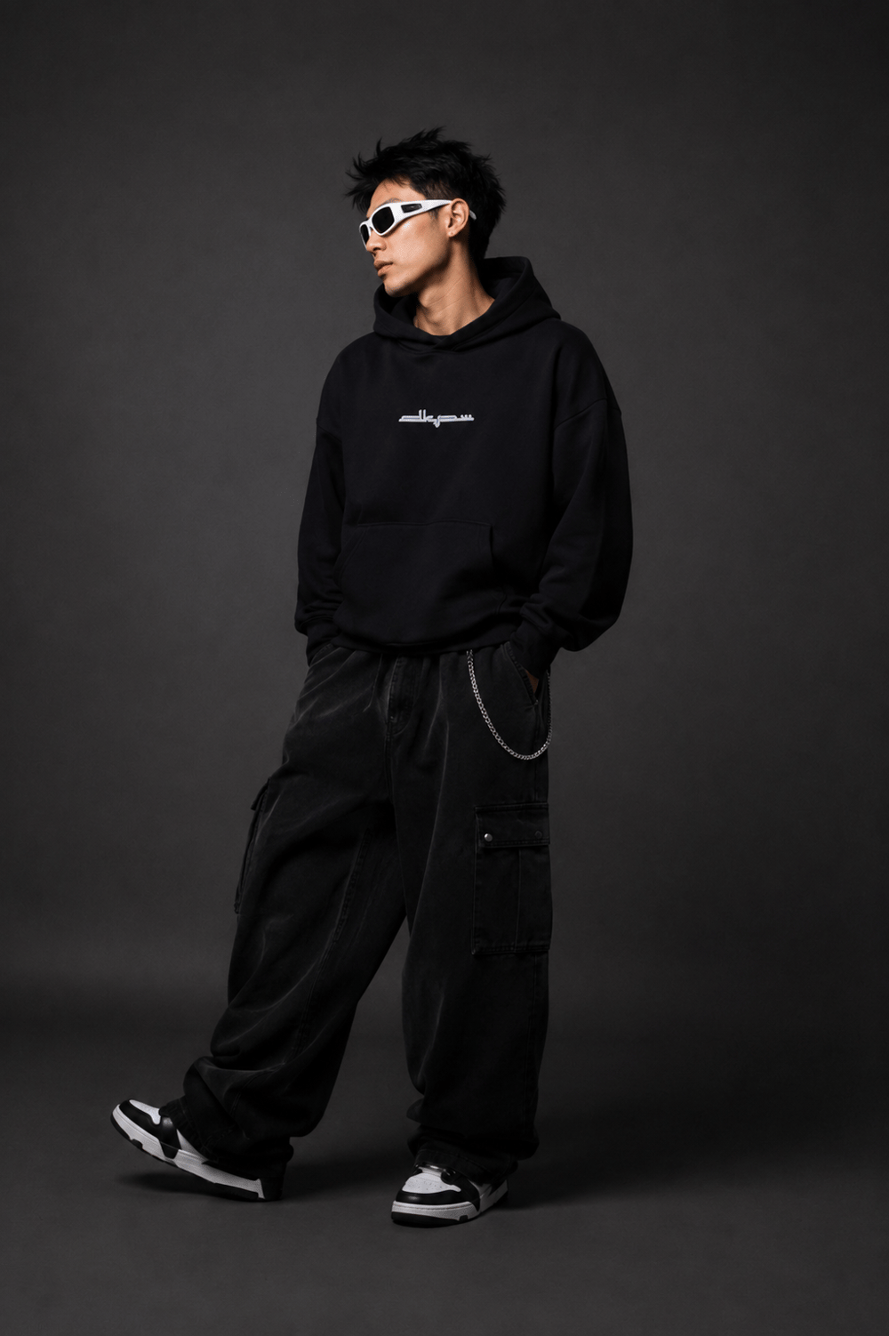 BOXY FİT OVERSİZE KAPŞONLU SWEATSHİRT LACİVERT