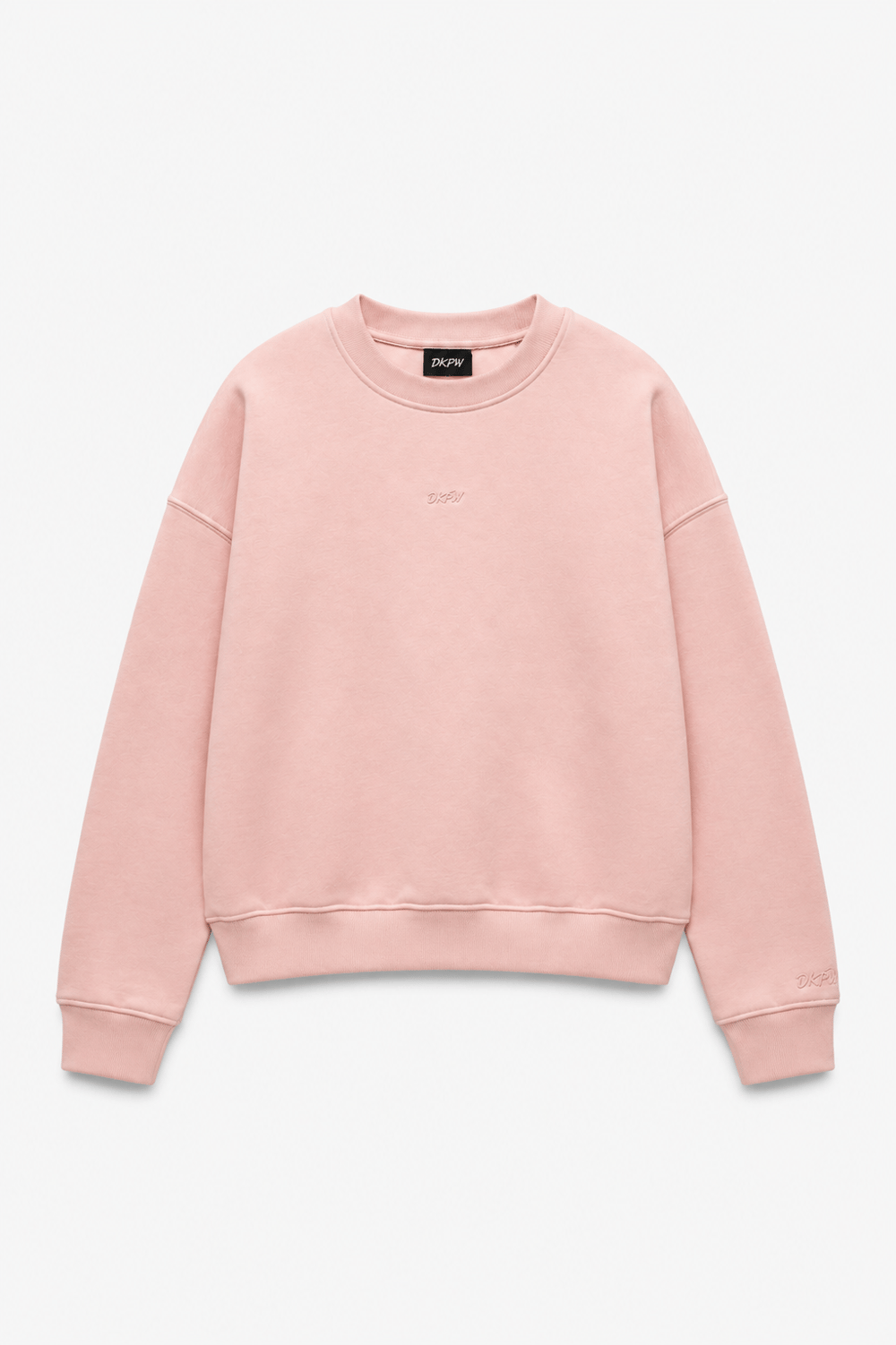 DKPW ENJEKSİYON BASKILI BOXYFİT BİSİKLET YAKA SWEATSHİRT PEMBE