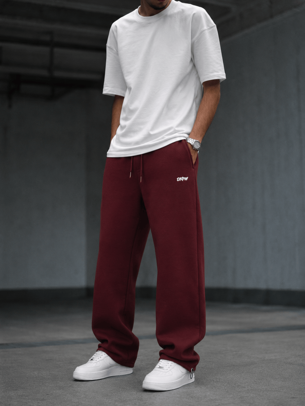 DKPW NAKIŞ DETAYLI ŞARDONLU BAGGY EŞOFMAN ALTI BORDO