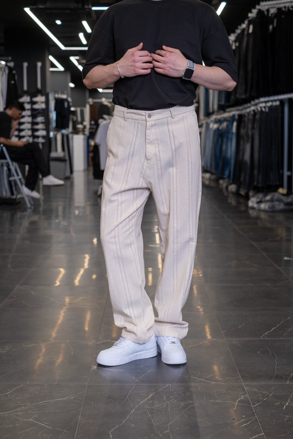 DUKA ÇİZGİLİ KETEN BAGGY