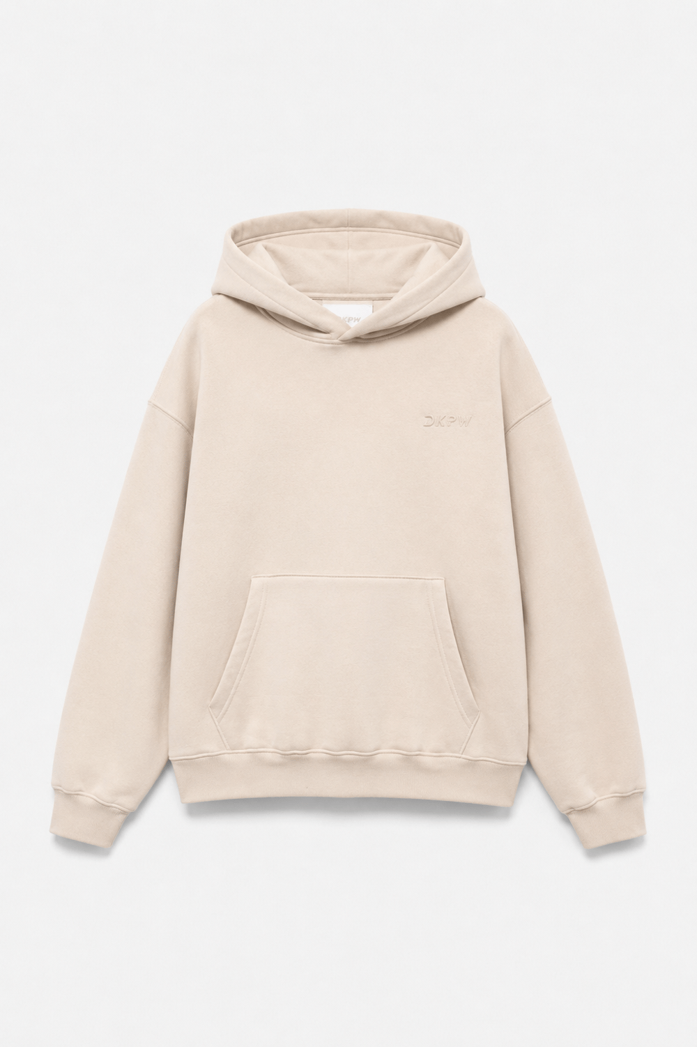 FLOK BASKI DETAYLI BOXYFİT KAPŞONLU SWEATSHIRT KREM