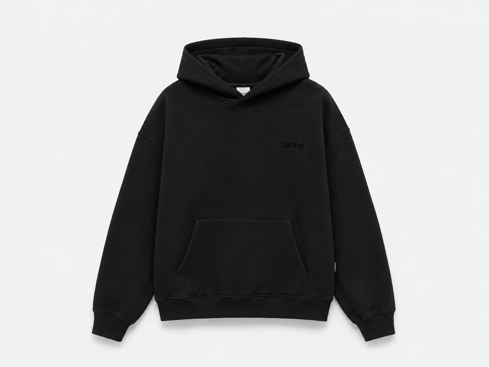 FLOK BASKI DETAYLI BOXYFİT KAPŞONLU SWEATSHIRT SİYAH