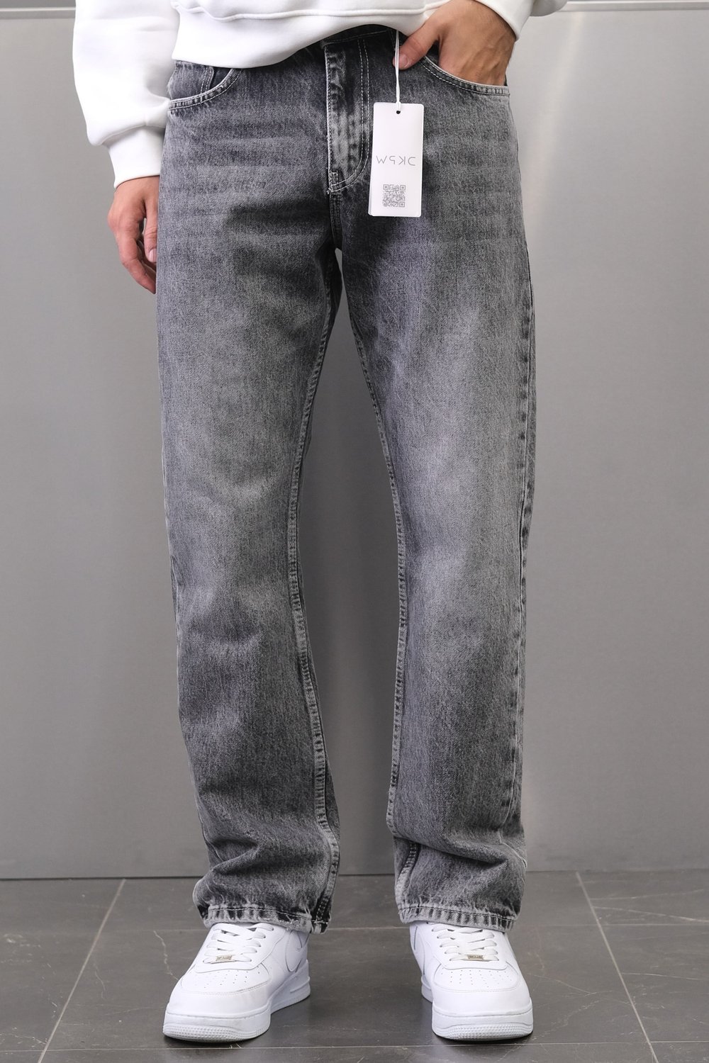 GRİ ESKİTME BAGGY JEANS