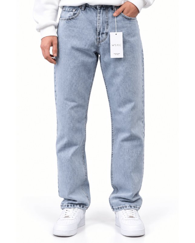 MAVİ YIKAMA EFEKTLİ BAGGY JEANS