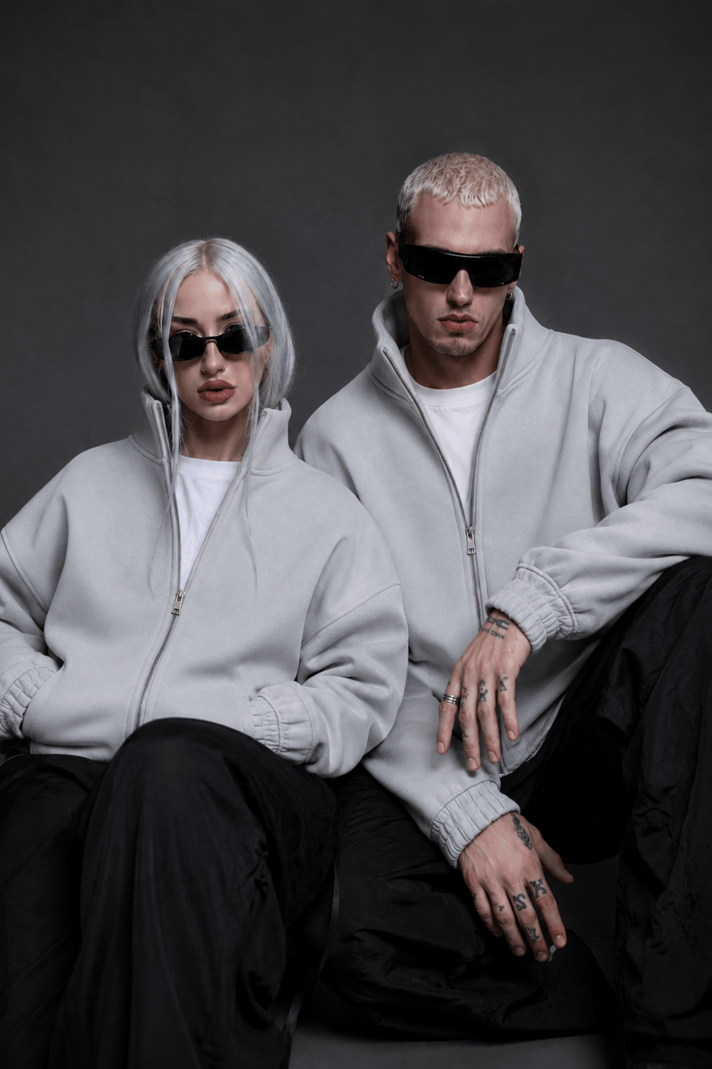 PANDA FABRIC CROPPED BOXY FİT BOMBER BOYAMA GRİ