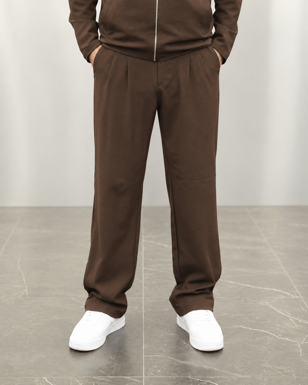 PİLE DETAYLI KUMAŞ BAGGY KAHVE