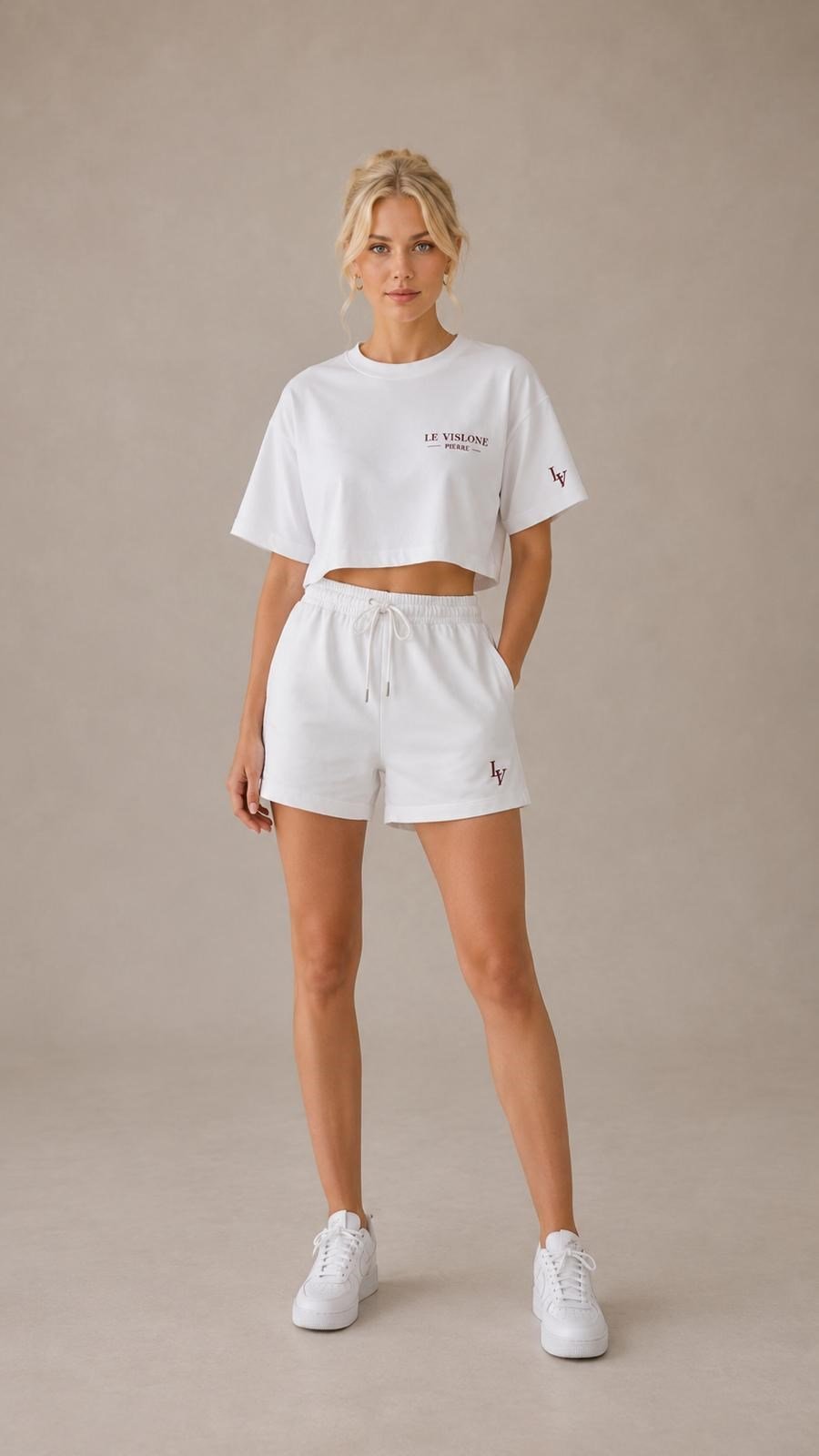 beyaz şort t short takım 