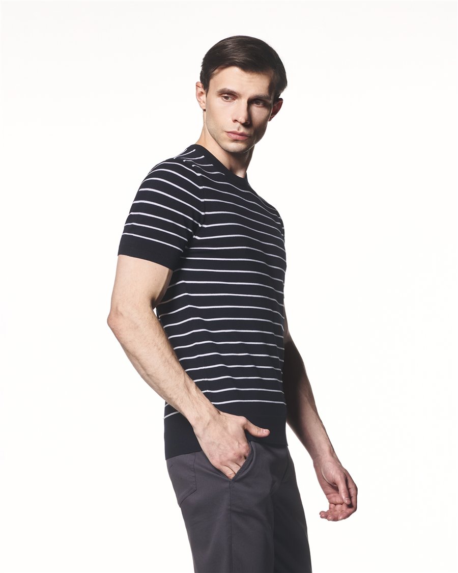 Çizgili Triko T-Shirt