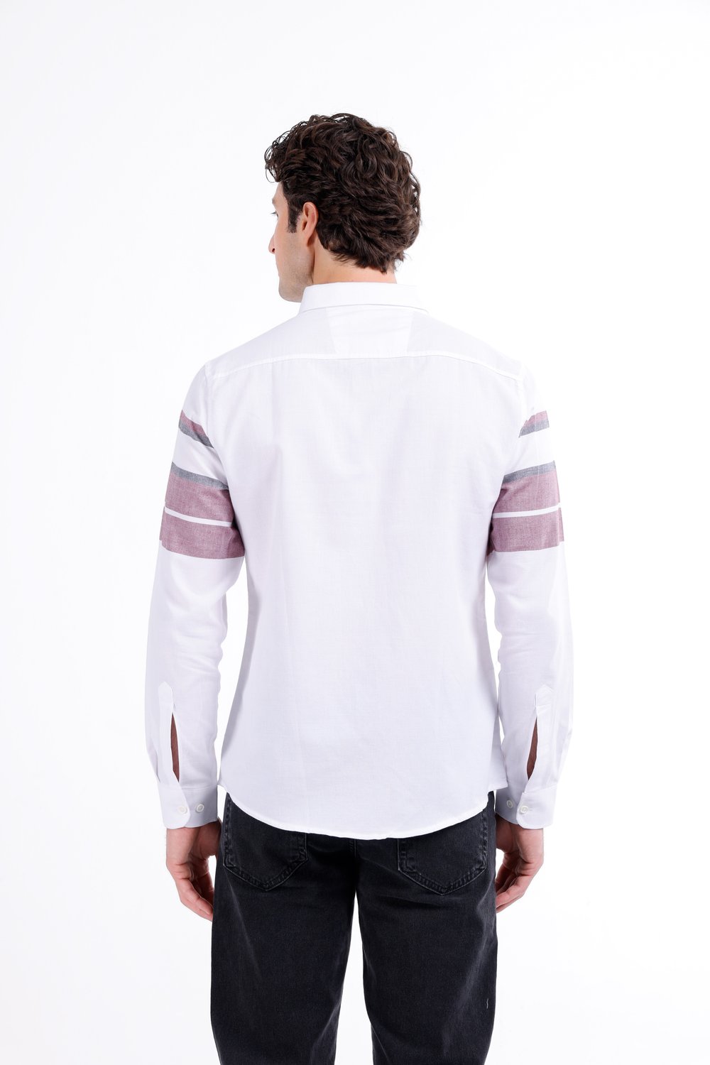 Regular Fit Uzun Kollu Çizgi Detaylı Gömlek