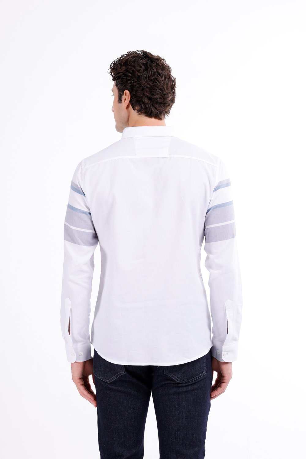 Regular Fit Uzun Kollu Çizgi Detaylı Gömlek