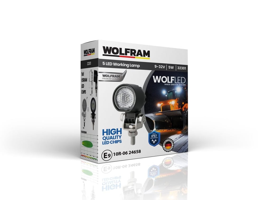 Wolfram Wolf Serisi 32301 Çalışma Lambası Yuvarlak Mini 425 Lümen FLOOD - WOLFRAM 32301