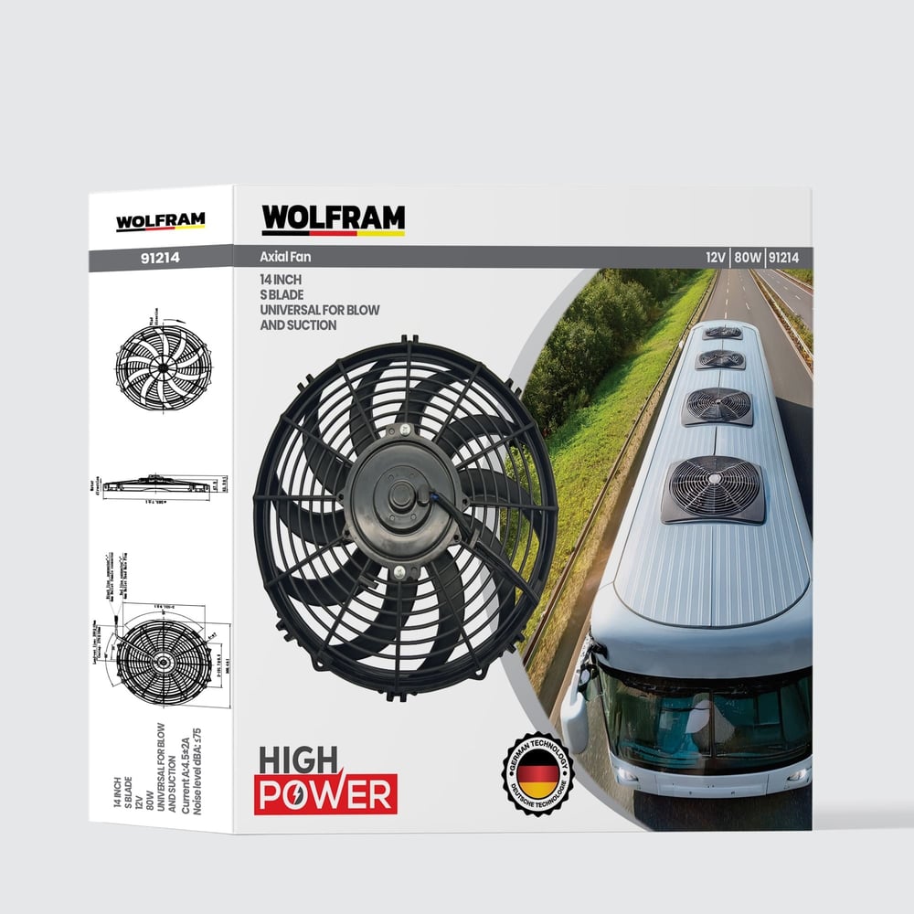 AXİAL FAN 14 İNCH S KANAT WOLFRAM 91214 	