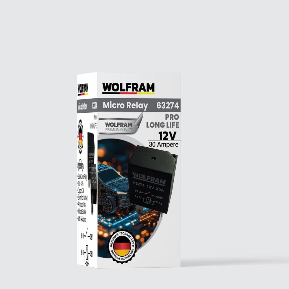 Röle Çift Platinli Siyah 4 Uçlu Mikro Yeni Model Pro (5 Adet) - WOLFRAM 63274