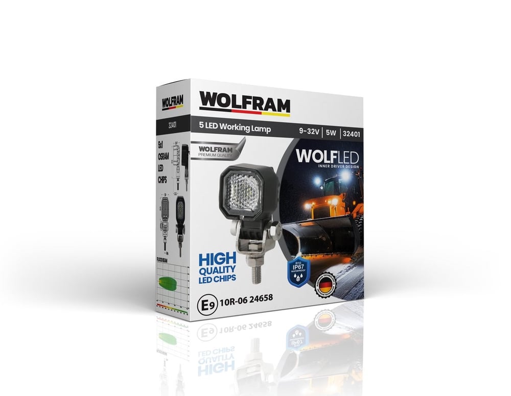 Wolfram Wolf Serisi 32401 Çalışma Lambası Kare Mini 425 Lümen FLOOD - WOLFRAM 32401