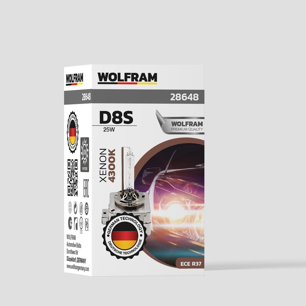 D8S Xenon Ampul Standart Işık Ultraviolet 12V 25W - WOLFRAM 28648