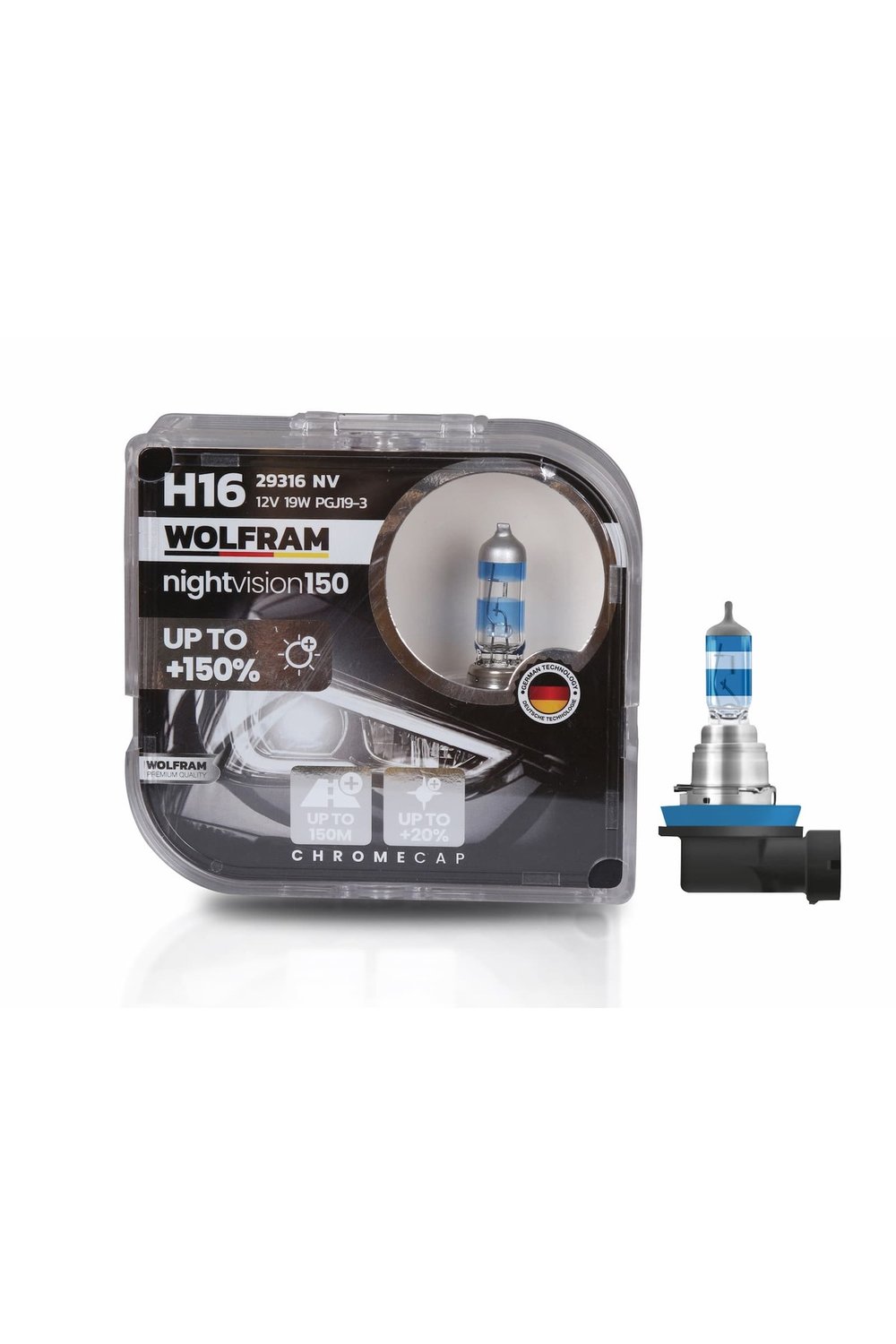 H16 Halojen Ampul NV +%150 Fazla Işık ve %20 Beyaz Işık 12V 19W 29316NV