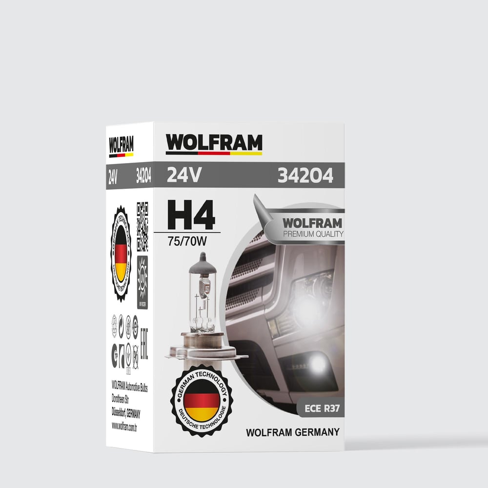 H4 Ampul Standart Işık Tırnaklı P43T 24V 75/70W - 34204
