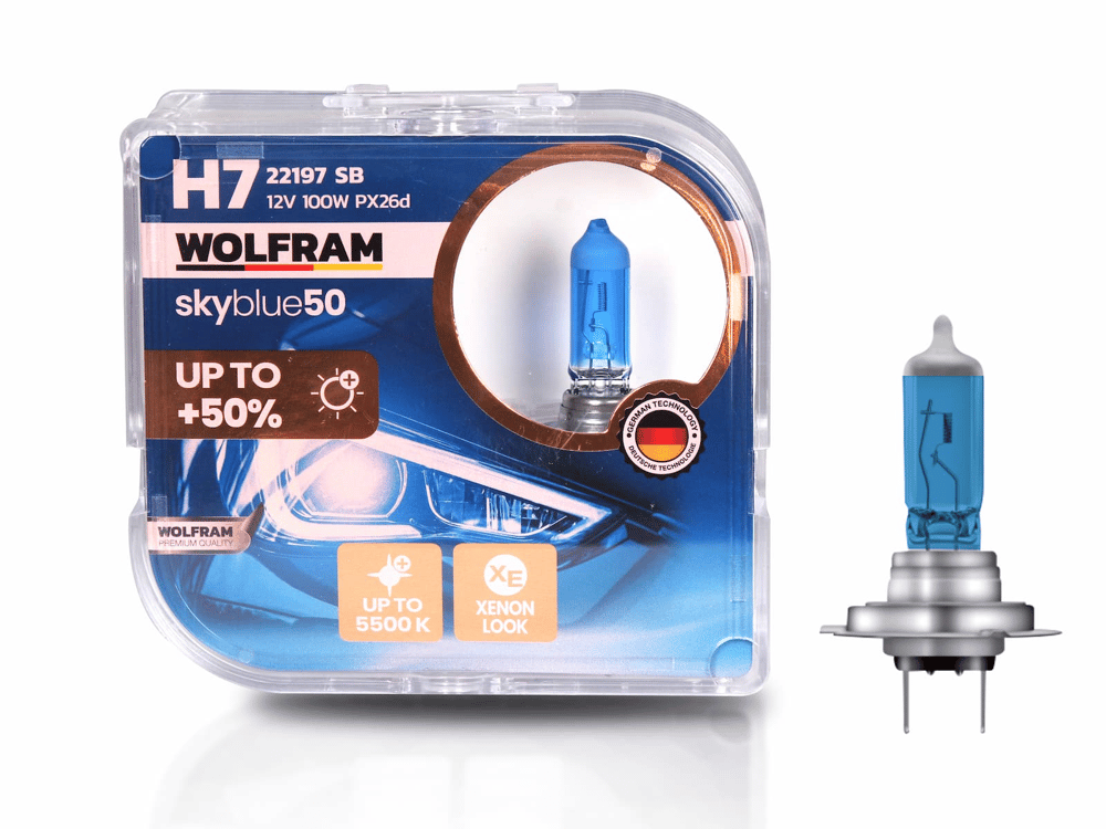 H7 Ampul Sky Blue Beyaz Işık 12V 100W - WOLFRAM 22197 SB