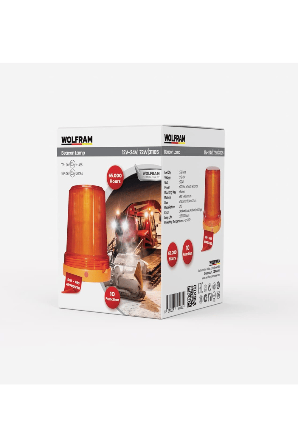 Led Tepe Döner İkaz Lambası 10 Fonksiyonlu 12/24V E-Belgeli 72W - 31105