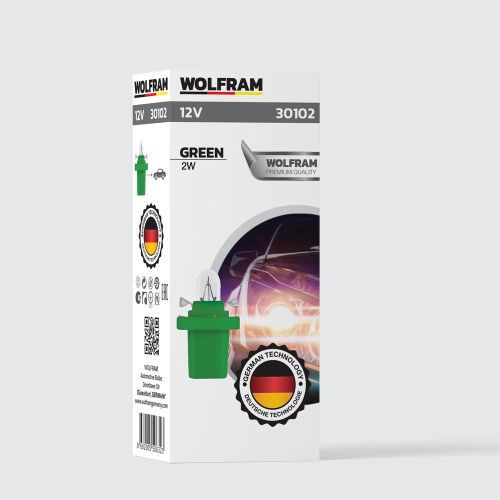 MF Duylu Gösterge Ampulü Yeşil 12V 2W (10 Adet) - WOLFRAM 30102