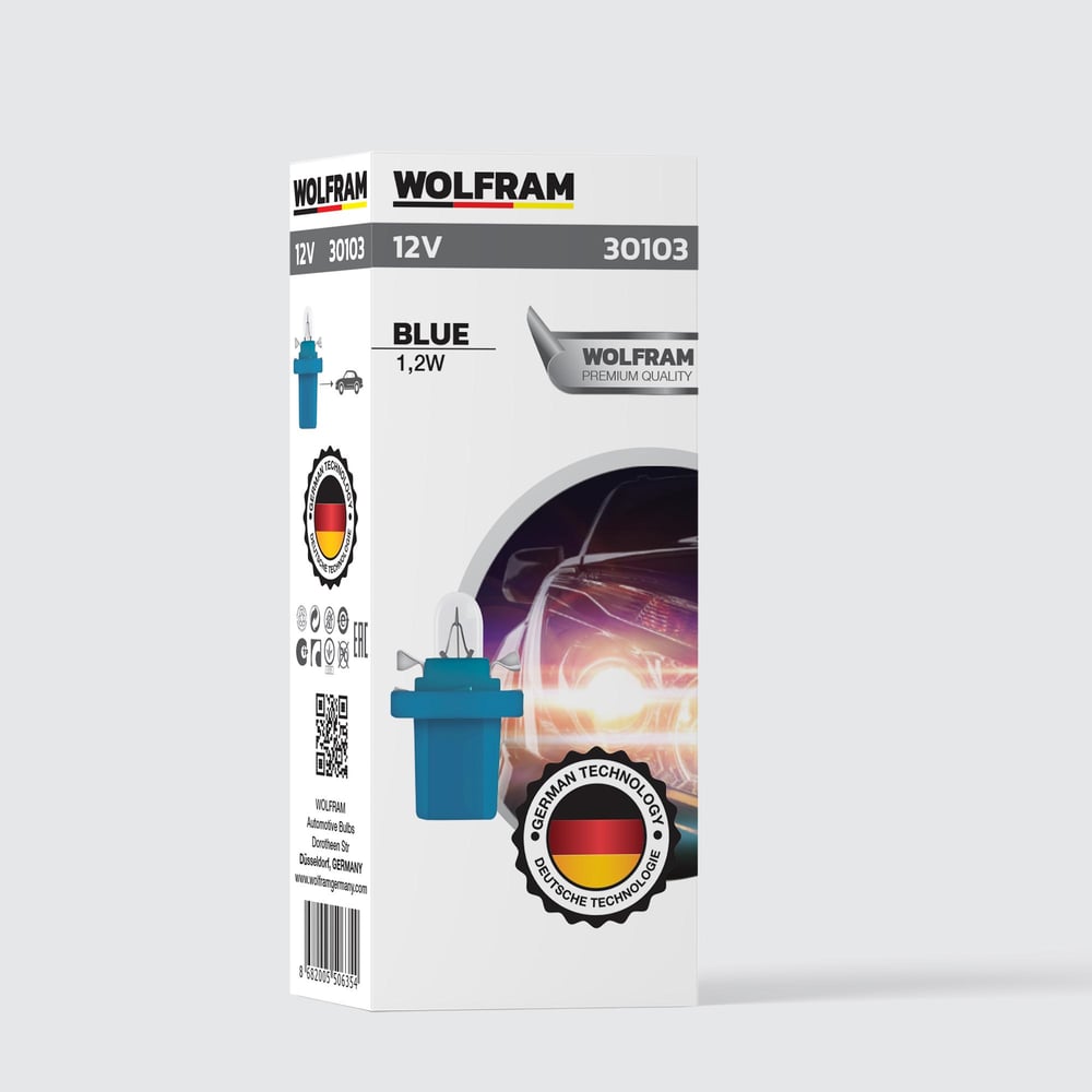 MFX Duylu Gösterge Ampulü Mavi 12V 1,2W (10 Adet) - WOLFRAM 30103