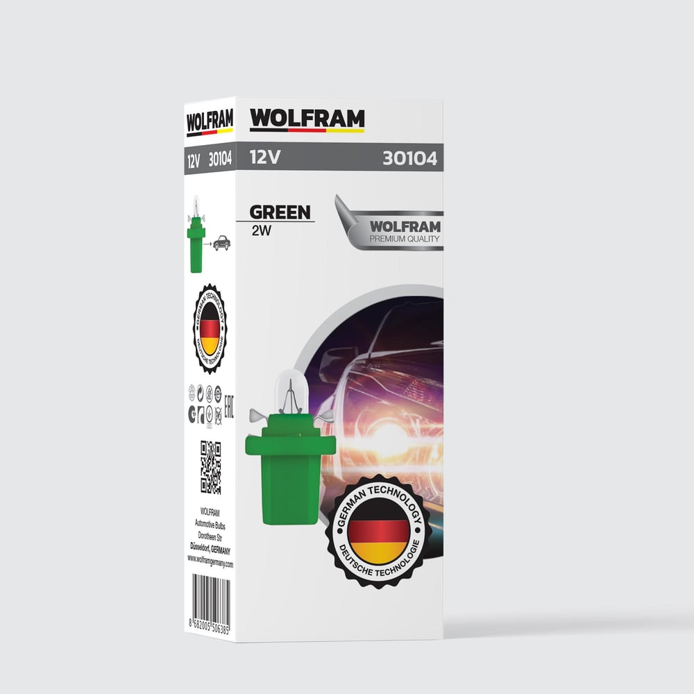 MFX Duylu Gösterge Ampulü Yeşil 12V 2W (10 Adet) - WOLFRAM 30104