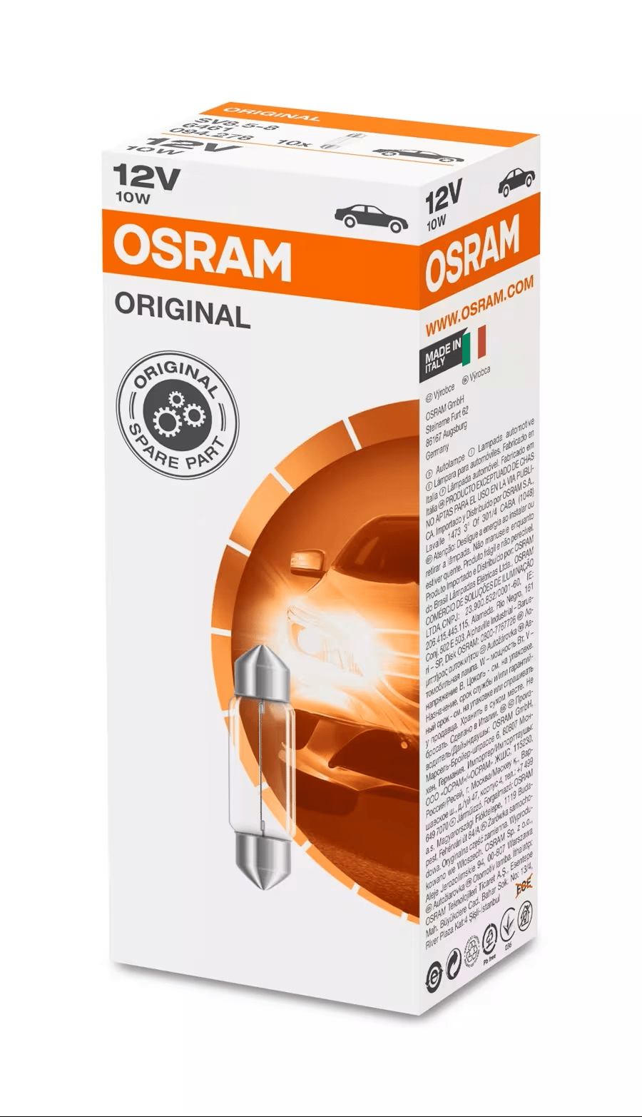 OSRAM 12V 10W Sofit Uzun Ampül C10W 6461