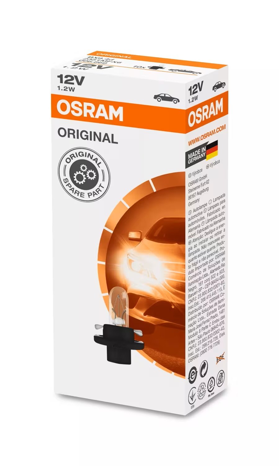 OSRAM 12V 1,2W Duylu Dipsiz Siyah Ampül 2351MFX6