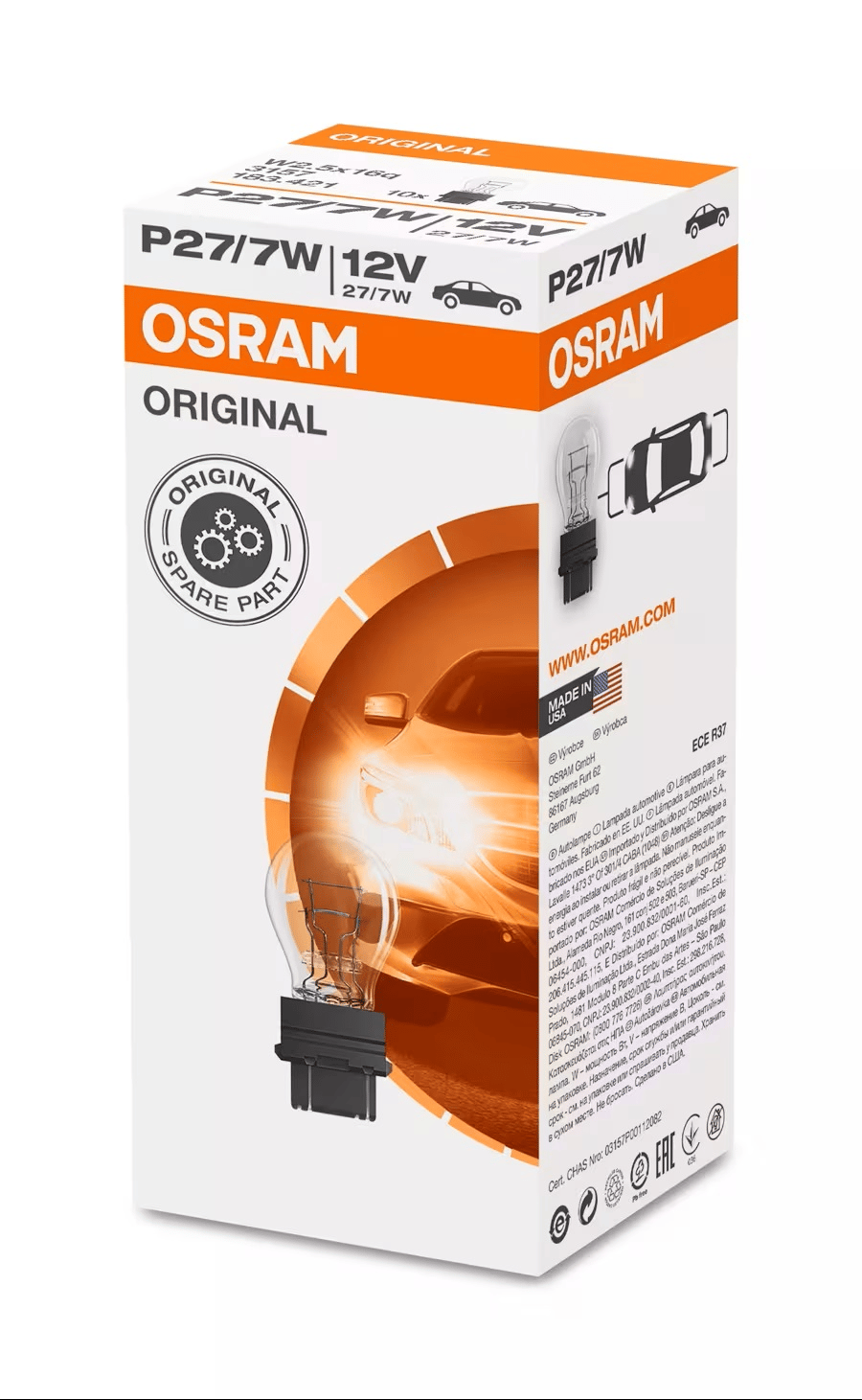 OSRAM 12V 27/7W Plastik Duylu Ampül Serisi P27/7W 3157