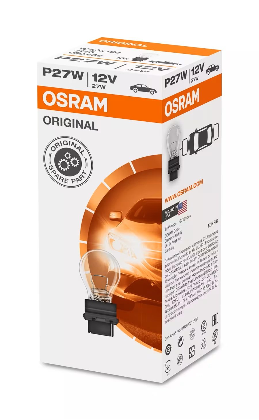 OSRAM 12V 27W Plastik Duylu Ampül Serisi P27W 3156