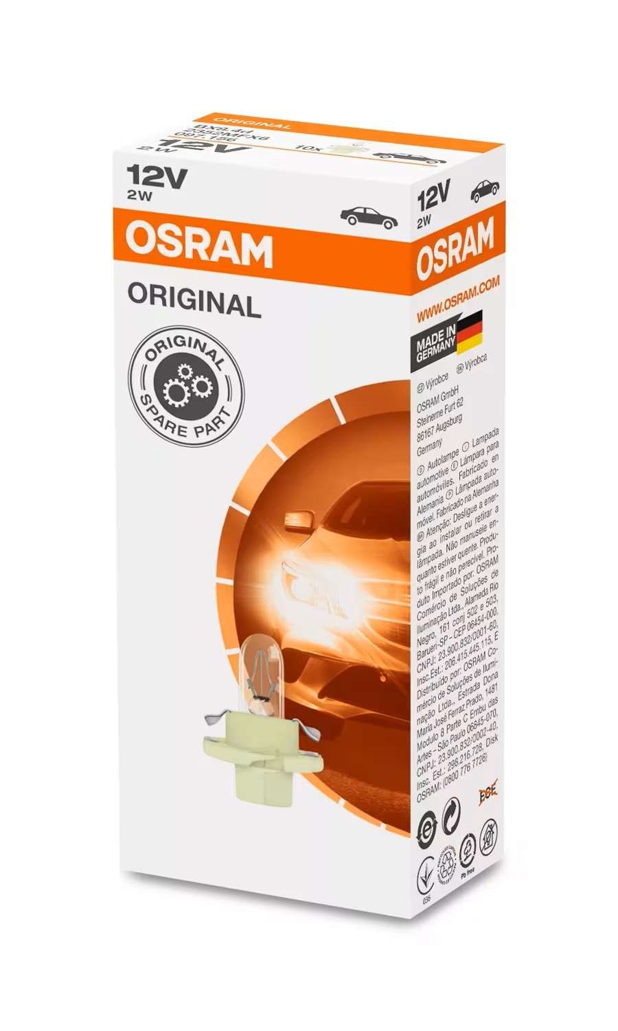 OSRAM 12V 2W Duylu Dipsiz Yeşil Ampül 2352MFX6