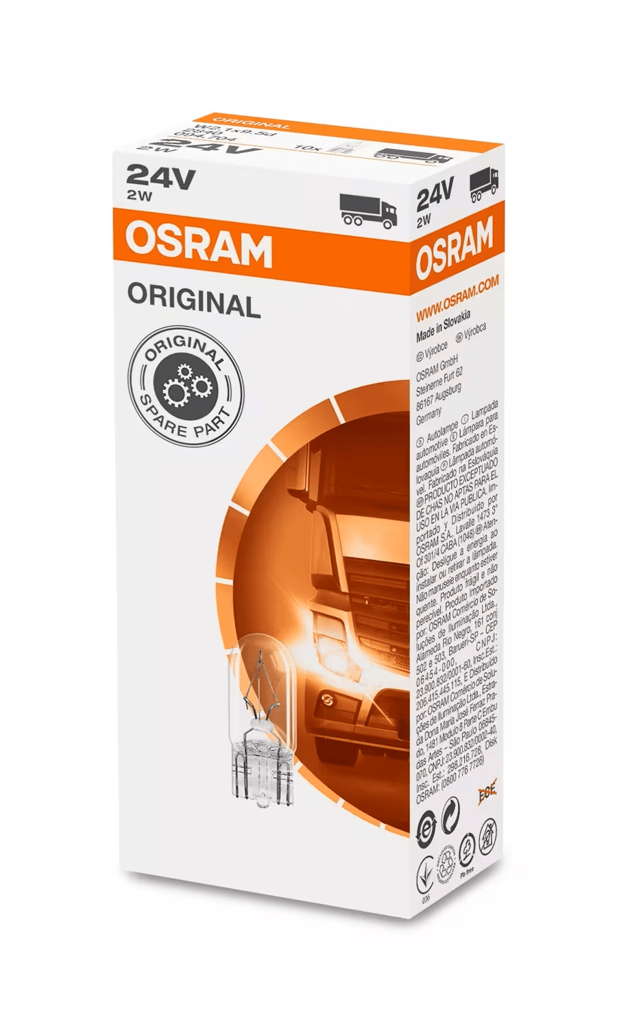 OSRAM 24V 2W T10 Orta Dipsiz Ampül W2W 2840