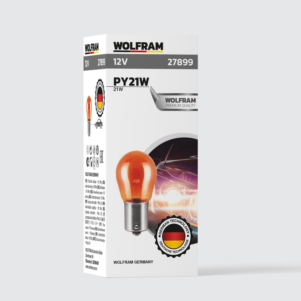 PR21W Ampul 93 Düz Tırnak Sarı 12V 21W (10 Adet) - WOLFRAM 27899
