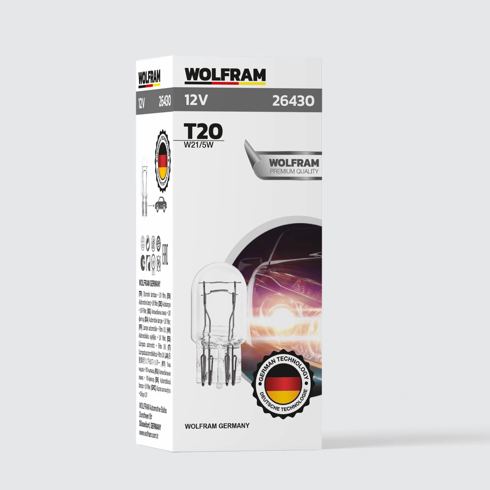 T20 Ampül T20 Jumbo Dipsiz Ampul Çiftli Ampül 12V 21/5W - WOLFRAM 26430