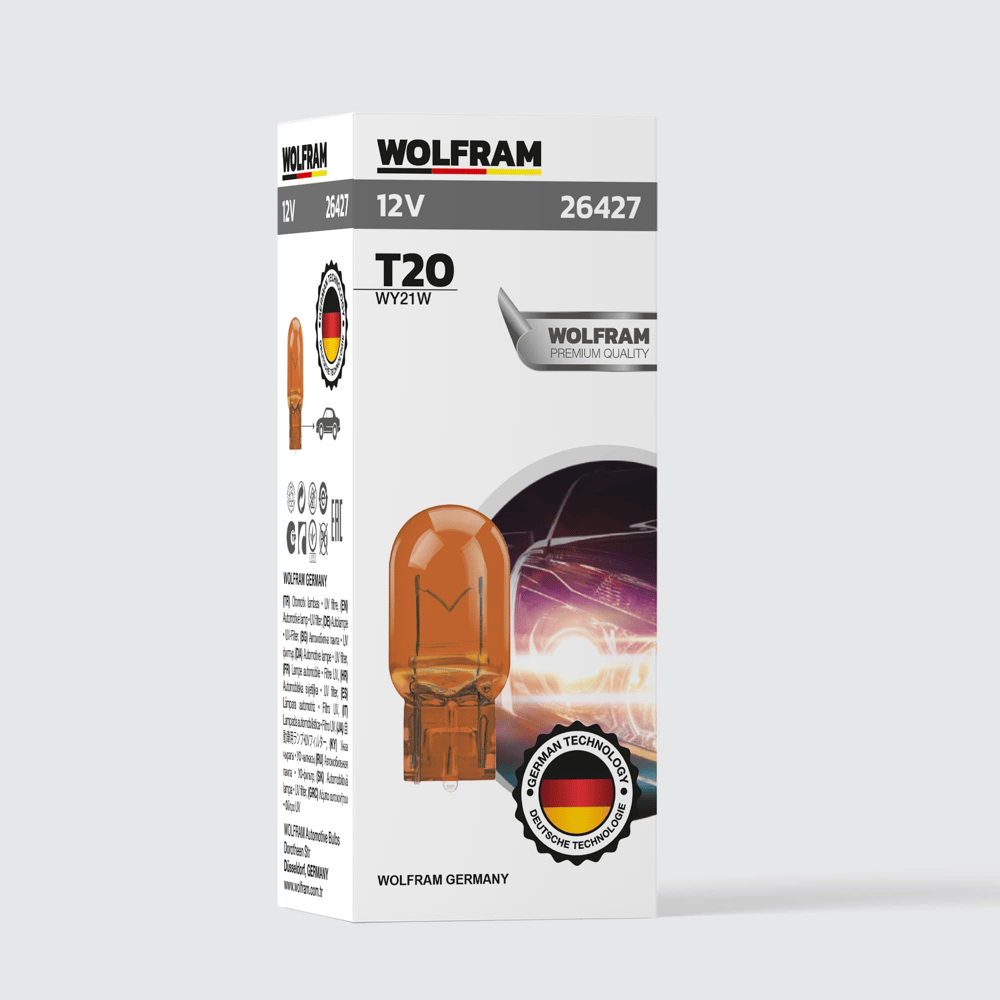 T20 Ampül T20 Jumbo Dipsiz Tekli Sarı Ampül 12V 21W - WOLFRAM 26427