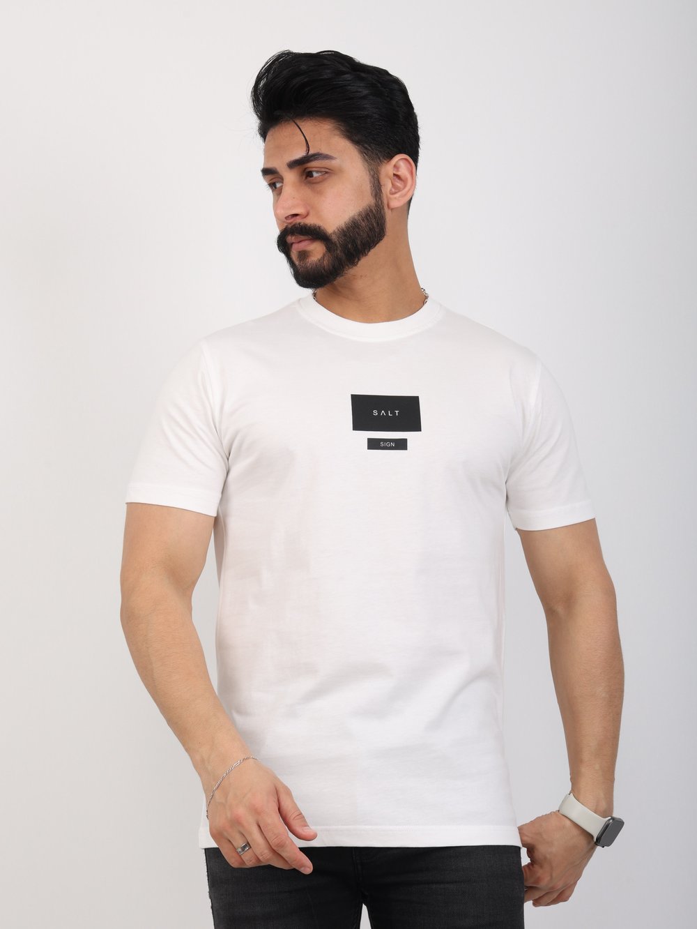 Erkek Bisiklet Yaka Baskı Detaylı Relaxed Fit Tişört