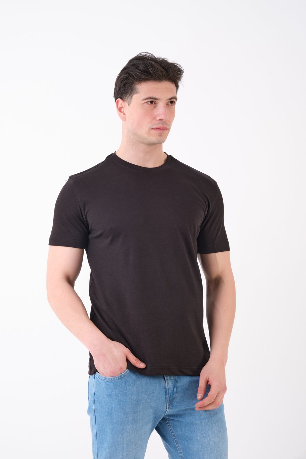 Erkek Bisiklet Yaka Slim Fit Basic T-Shirt | Günlük Tişört