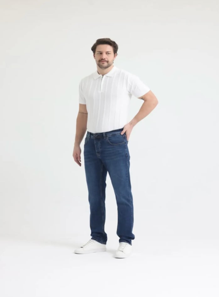 Erkek Lacivert Slim Fit Basic Jean Pantolon