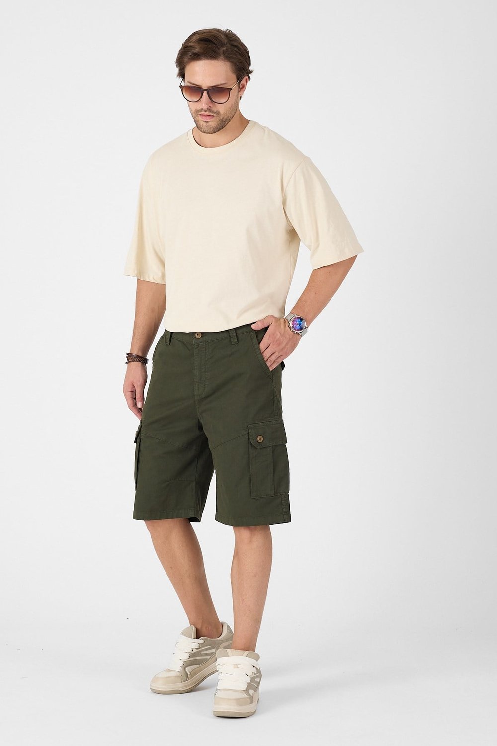 Erkek Regular Fit Kargo Cepli Şort Kapri