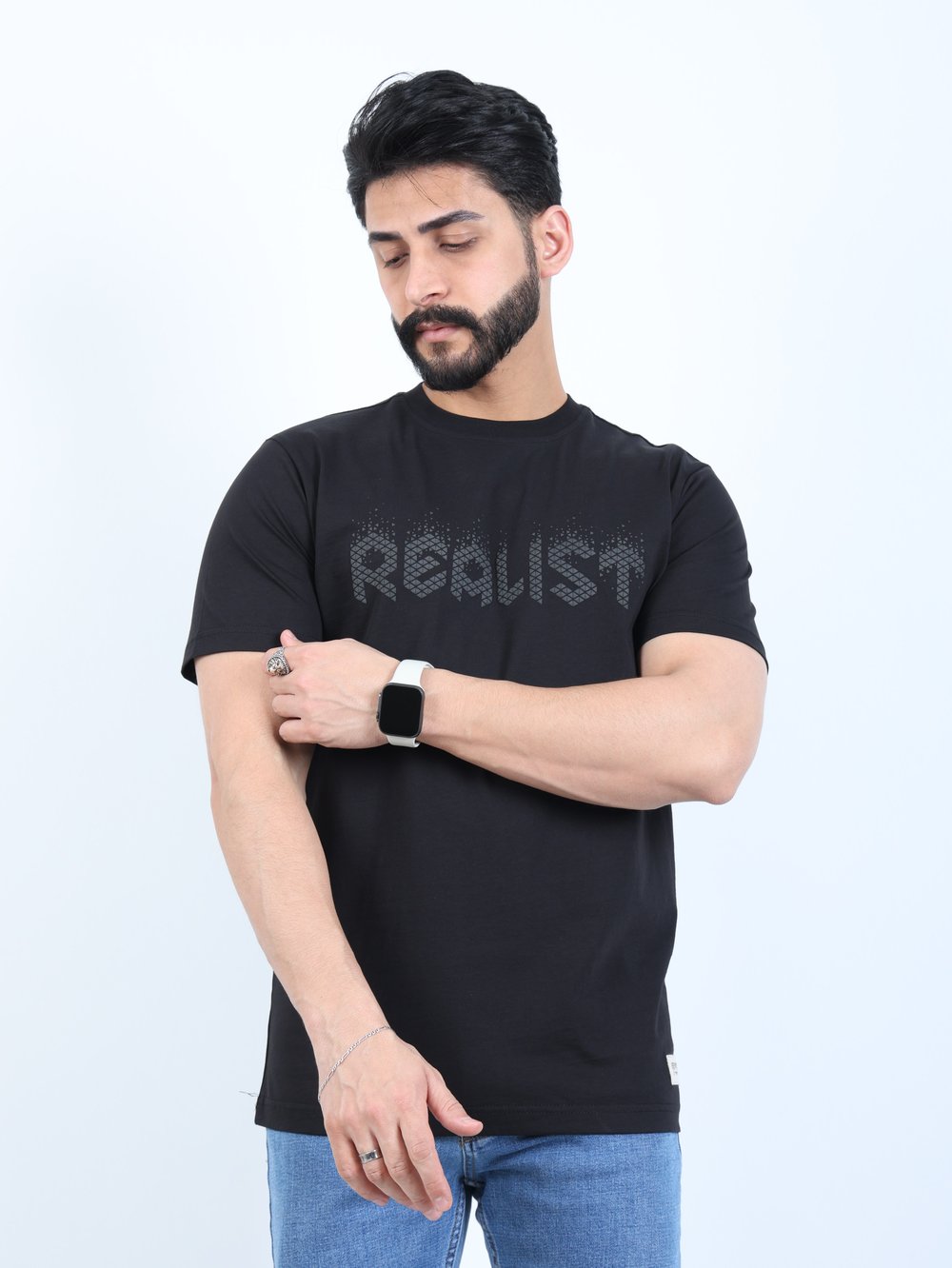Erkek Relaxed Fit Bisiklet Yaka Baskılı Tişört
