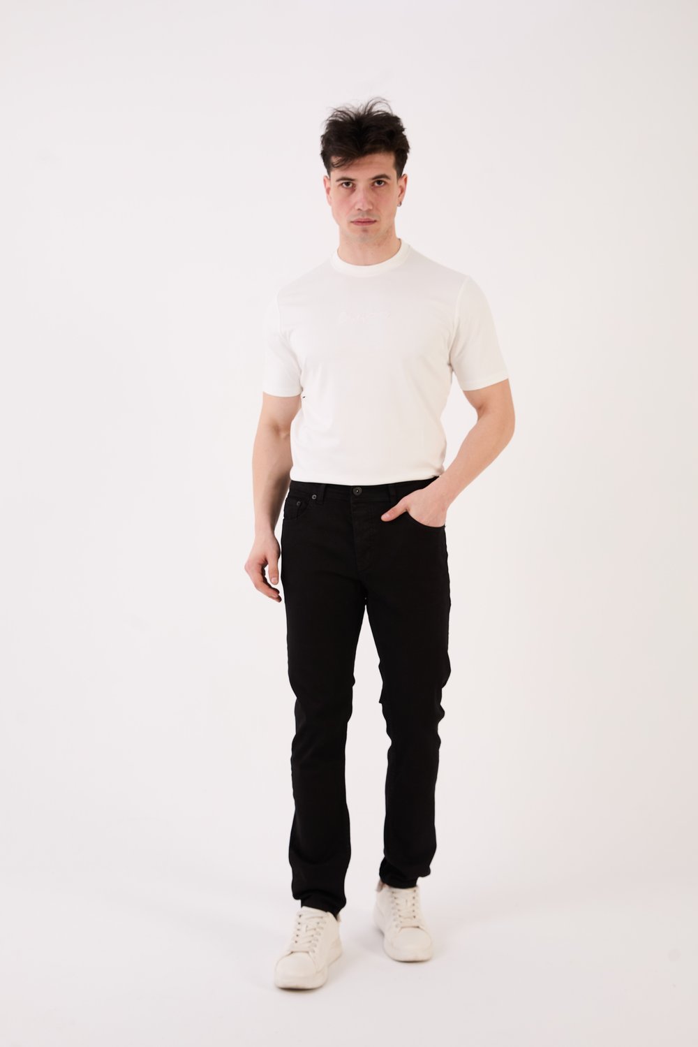 Erkek Siyah Slim Fit Basic Jean Pantolon