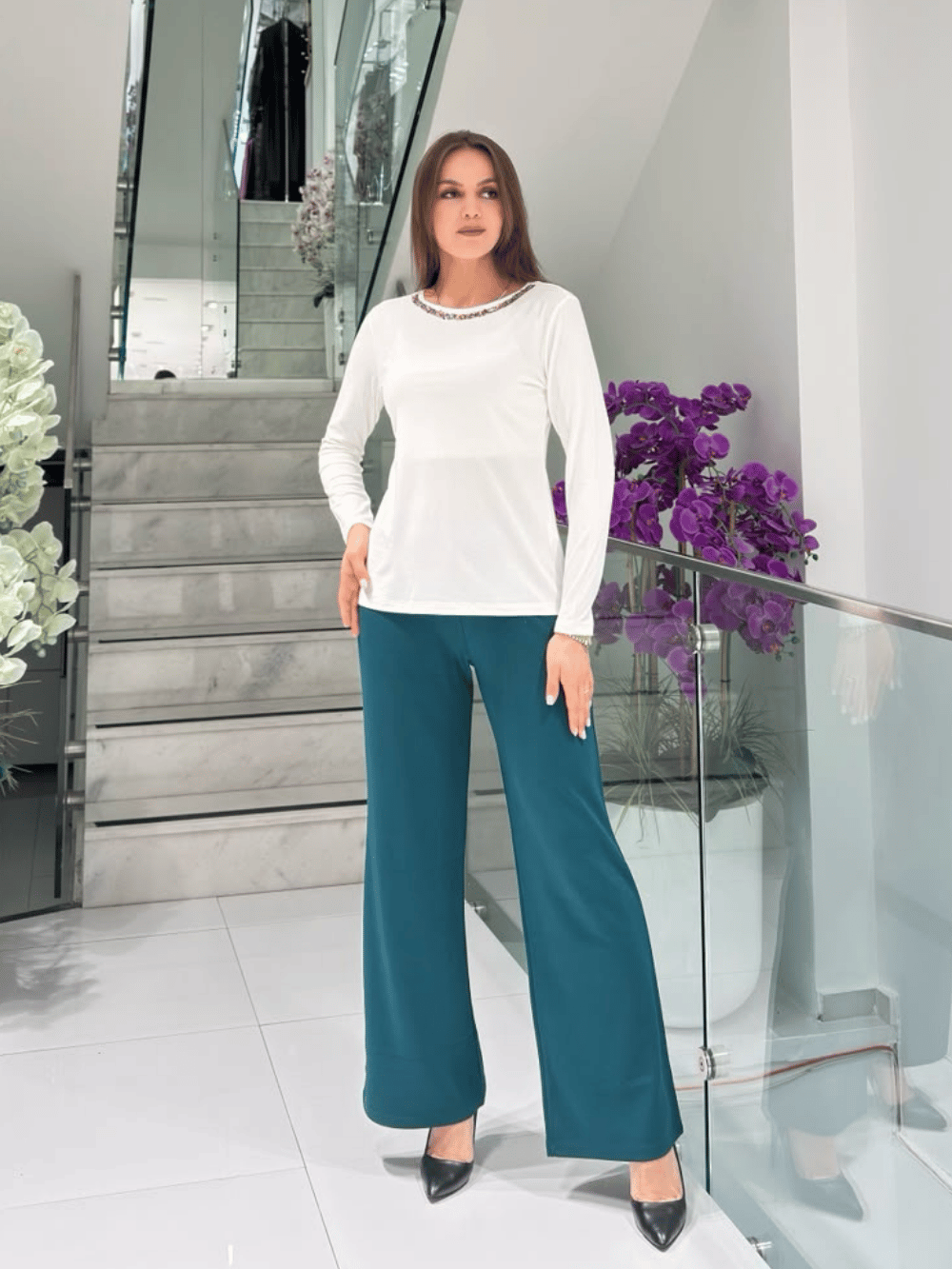 Bluz27K102621305MissBluebelleViskon Taşlı Bluz