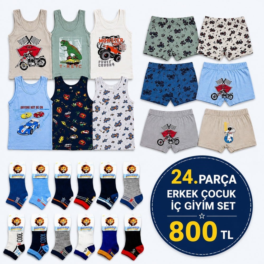 24 parça Erkek Çocuk iç Giyim Set