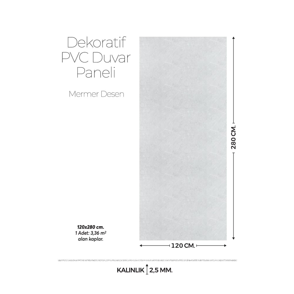 120 Cm x 280 Cm Duvar Paneli,salon,duvar,tv Ünitesi-Açık Gri Mermer Desen