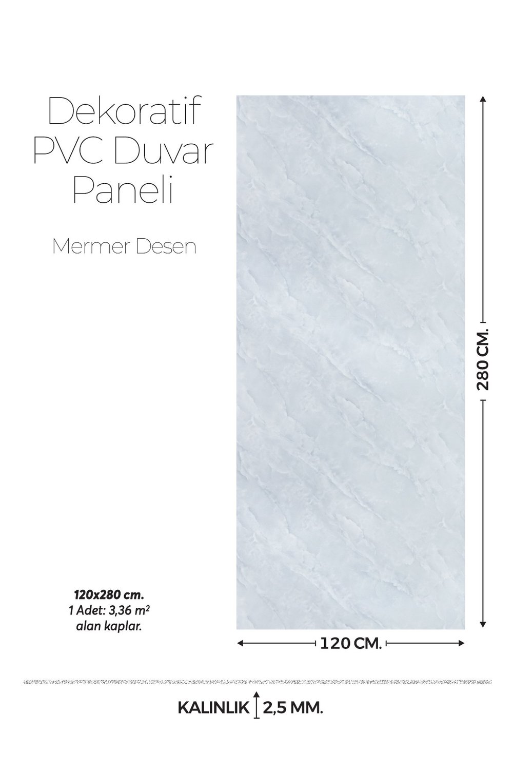 120 Cm x 280 Cm Duvar Paneli,salon,duvar,tv Ünitesi-Açık Yeşil Mermer Desen