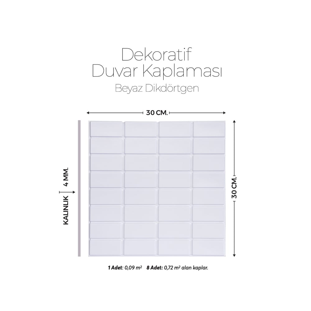 30X30 cm Kendinden Yapışkanlı Duvar,banyo,tezgah Arası Kaplama Kare Taş Desenli