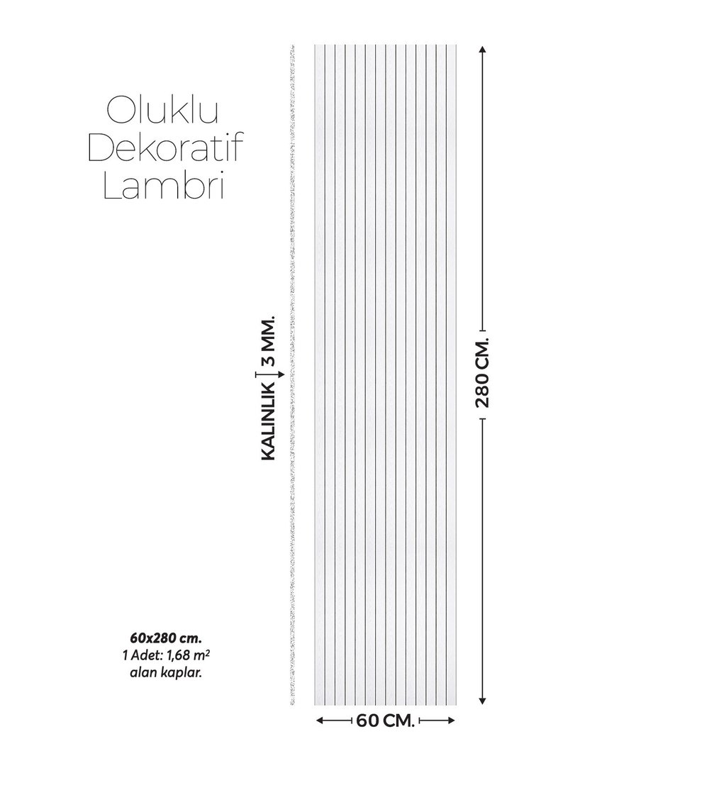 Brano açık Gri Ahşap Duvar Lambiri 60x280 Cm-Kendinden Yapışkanlı