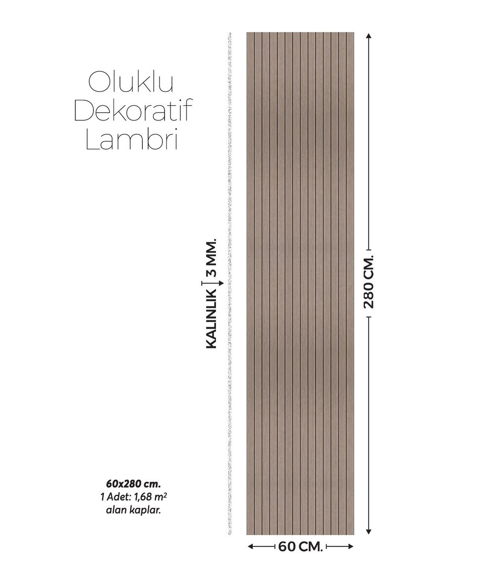 Brano Bej Desenli Duvar Lambiri 60x280 Cm-Kendinden Yapışkanlı