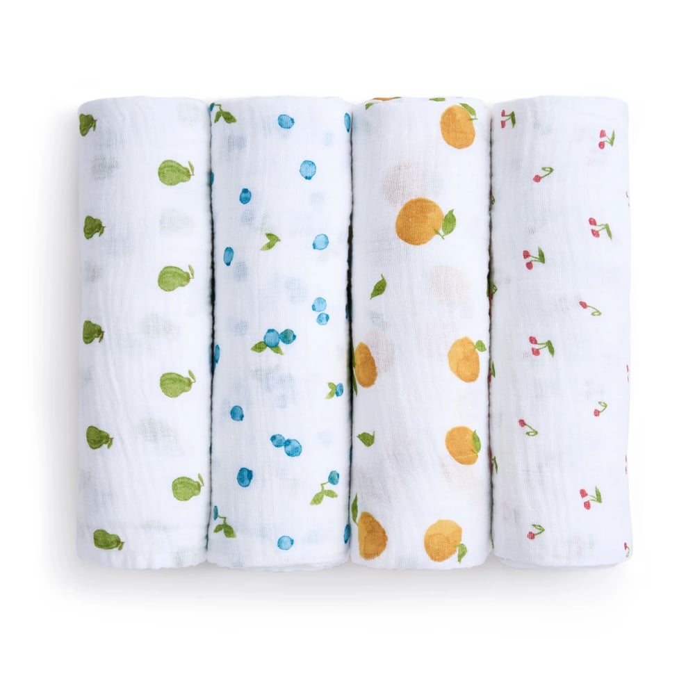 Aden & Anais - Fresh Fruit 4lü Organik Pamuklu Müslin Set
