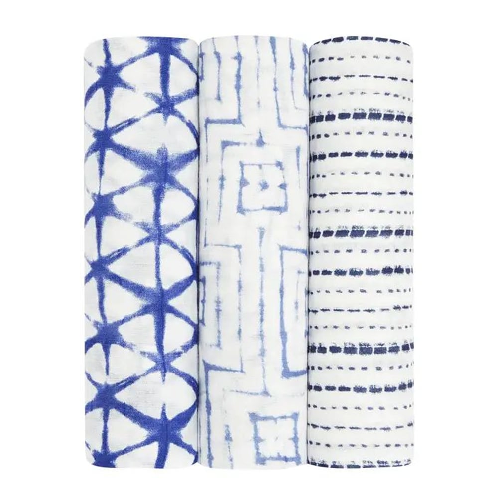 Aden & Anais - Indigo Shibori 3lü Müslin Set